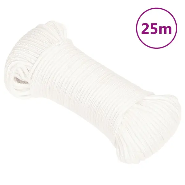 Gossi franghie de barca, alb complet, 5 mm, 25 m, polipropilena