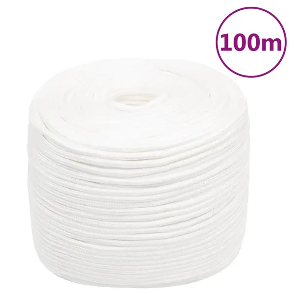 Gossi franghie de barca, alb complet, 6 mm, 100 m, polipropilena