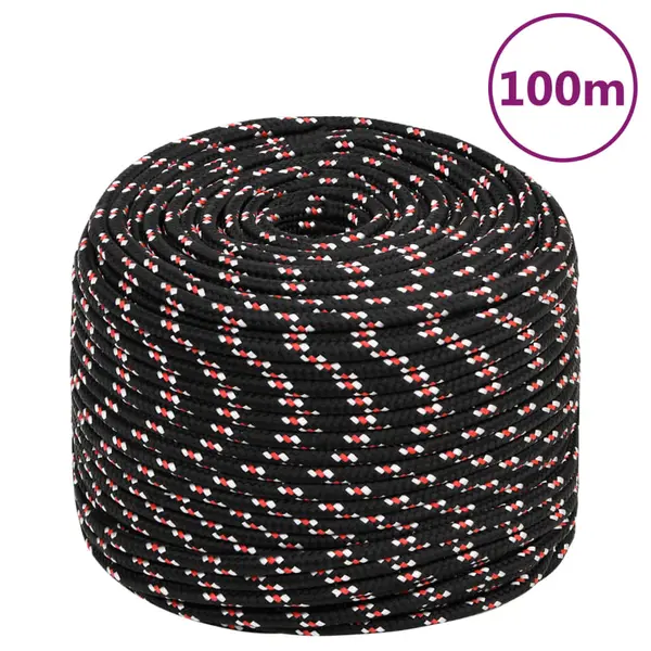 Gossi franghie de barca, negru, 10 mm, 100 m, polipropilena