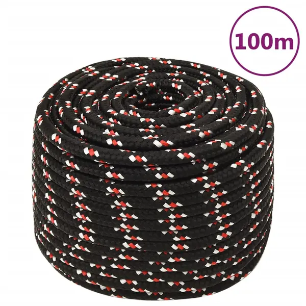 Gossi franghie de barca, negru, 12 mm, 100 m, polipropilena