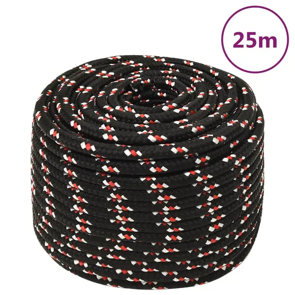 Gossi franghie de barca, negru, 12 mm, 25 m, polipropilena