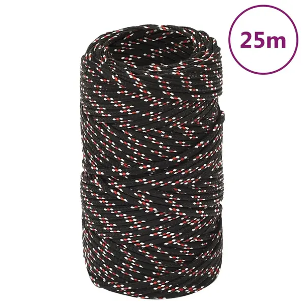 Gossi franghie de barca, negru, 2 mm, 25 m, polipropilena