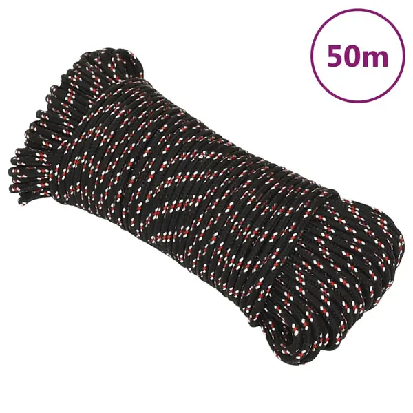 Gossi franghie de barca, negru, 4 mm, 50 m, polipropilena