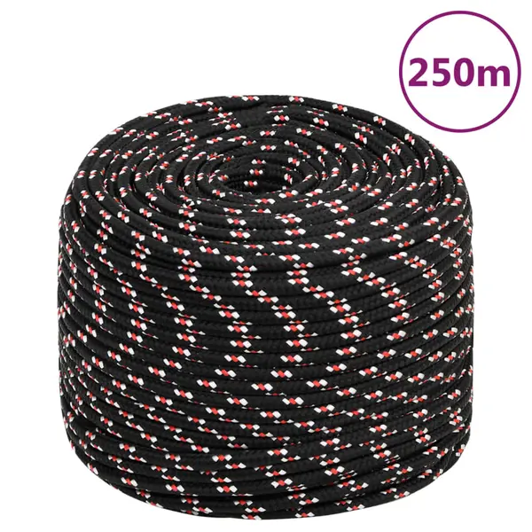 Gossi franghie de barca, negru, 8 mm, 250 m, polipropilena