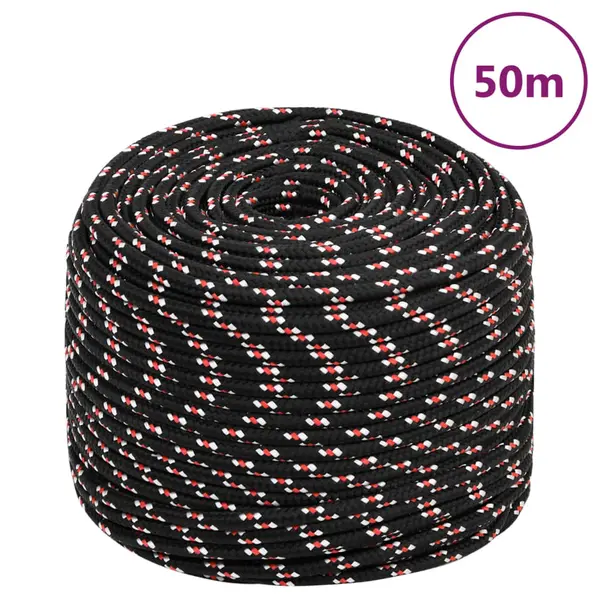 Gossi franghie de barca, negru, 8 mm, 50 m, polipropilena