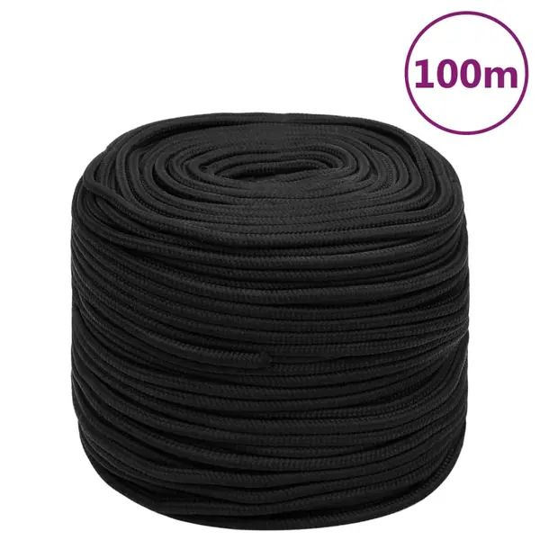 Gossi franghie de barca, negru complet, 10 mm, 100 m, polipropilena