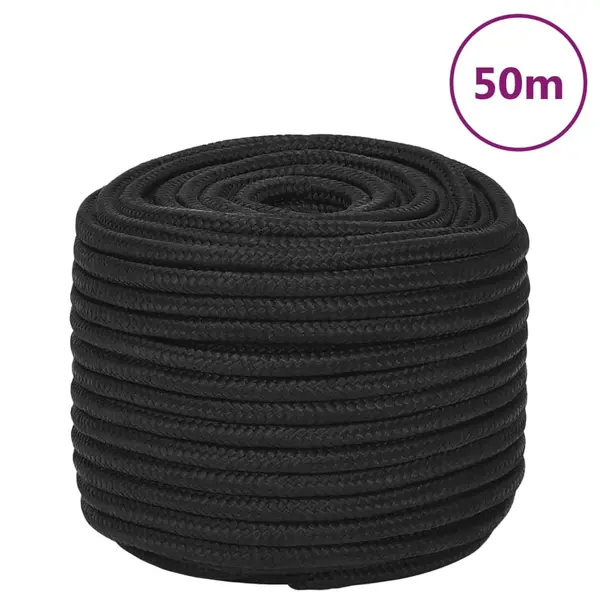 Gossi franghie de barca, negru complet, 14 mm, 50 m, polipropilena