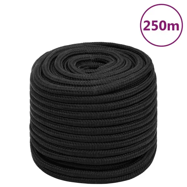 Gossi franghie de barca, negru complet, 16 mm, 250 m, polipropilena