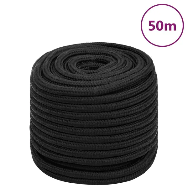 Gossi franghie de barca, negru complet, 16 mm, 50 m, polipropilena