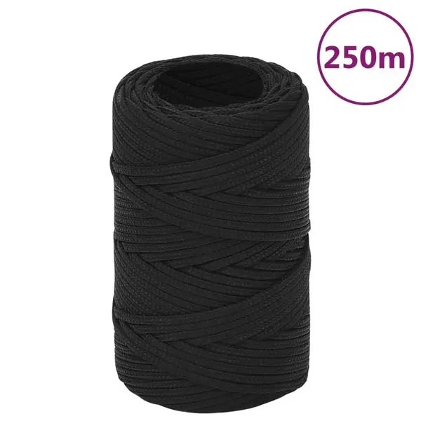 Gossi franghie de barca, negru complet, 2 mm, 250 m, polipropilena