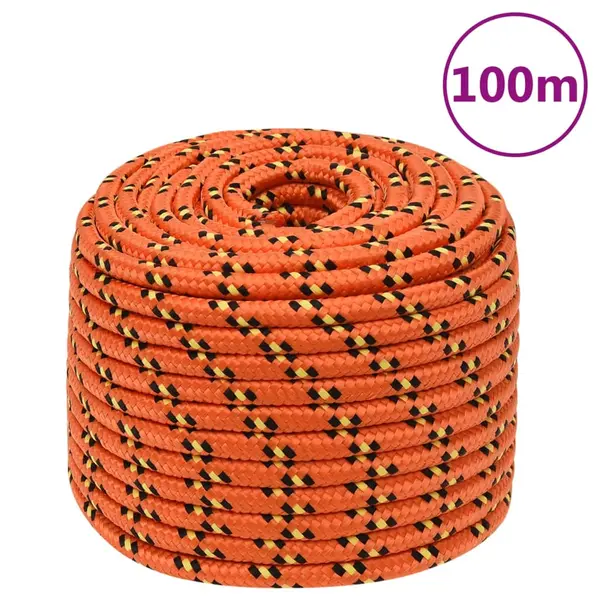 Gossi franghie de barca, portocaliu, 12 mm, 100 m, polipropilena