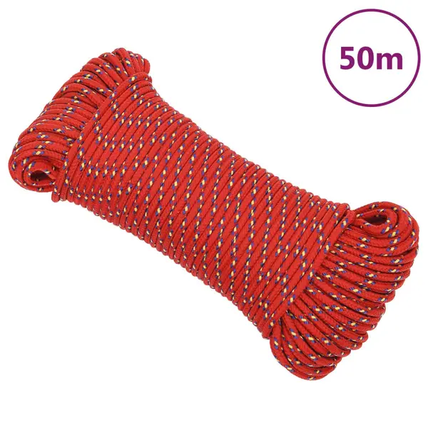 Gossi franghie de barca, rosu, 4 mm, 50 m, polipropilena