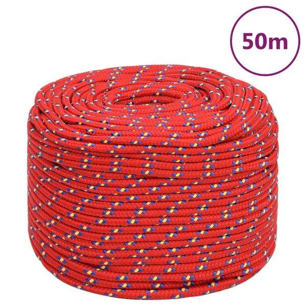 Gossi franghie de barca, rosu, 8 mm, 50 m, polipropilena