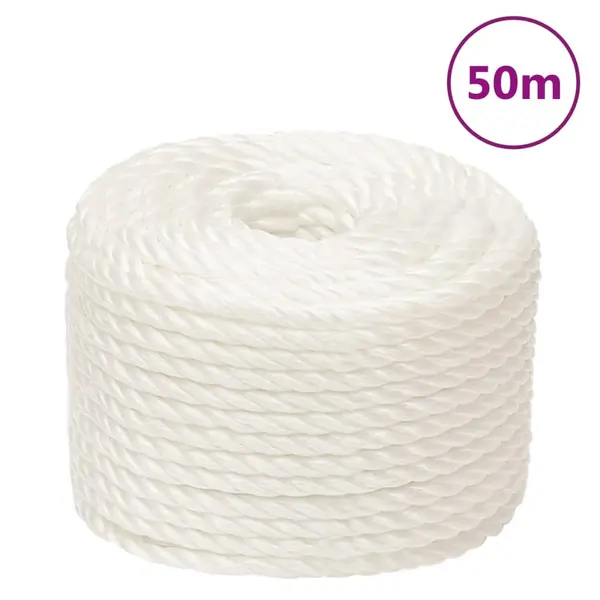 Gossi franghie de lucru, alb, 10 mm, 50 m, polipropilena