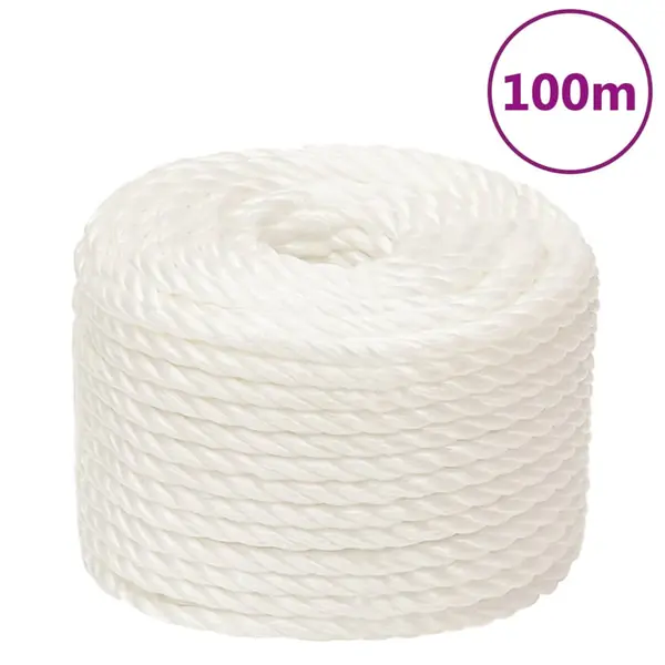 Gossi franghie de lucru, alb, 12 mm, 100 m, polipropilena