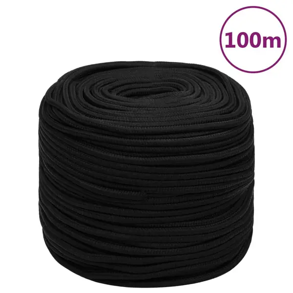 Gossi franghie de lucru, negru, 10 mm, 100 m, poliester