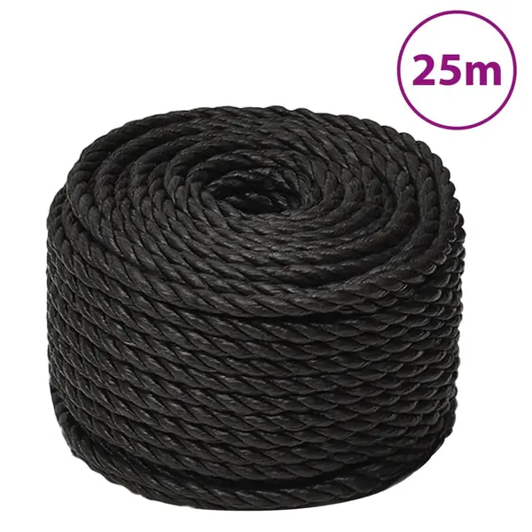 Gossi franghie de lucru, negru, 10 mm, 25 m, polipropilena
