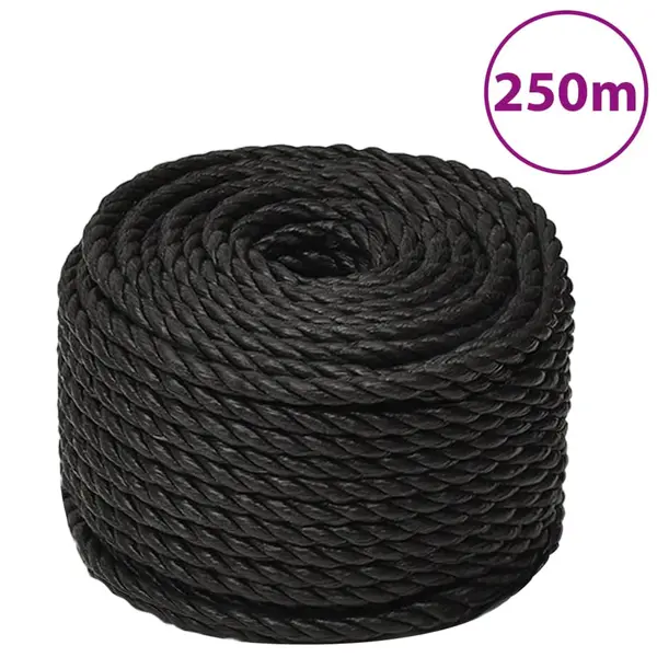 Gossi franghie de lucru, negru, 10 mm, 250 m, polipropilena