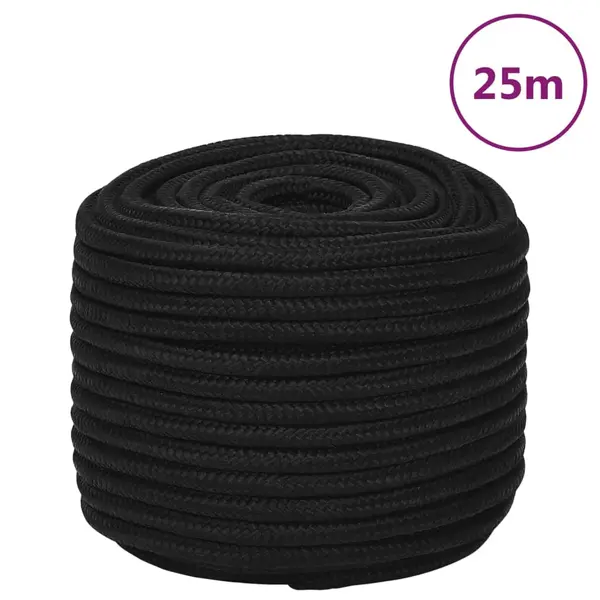 Gossi franghie de lucru, negru, 12 mm, 25 m, poliester