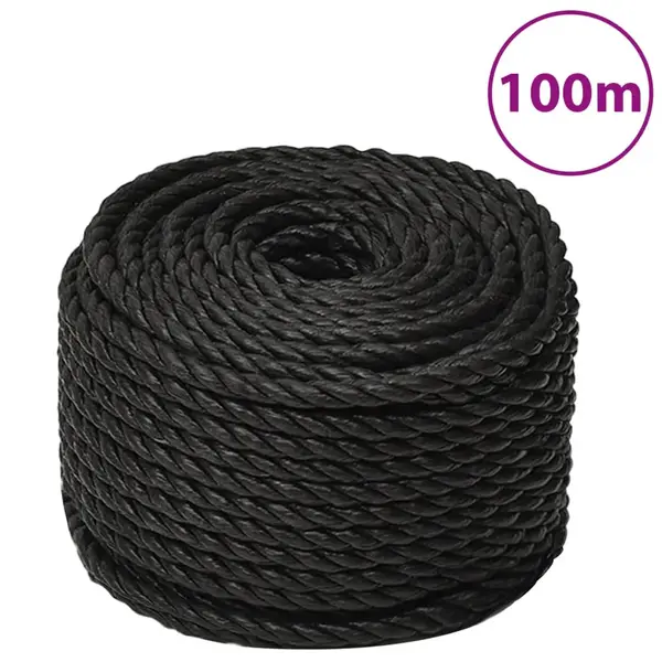 Gossi franghie de lucru, negru, 16 mm, 100 m, polipropilena