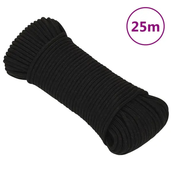 Gossi franghie de lucru, negru, 4 mm, 25 m, poliester