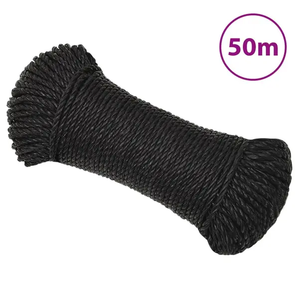 Gossi franghie de lucru, negru, 6 mm, 50 m, polipropilena