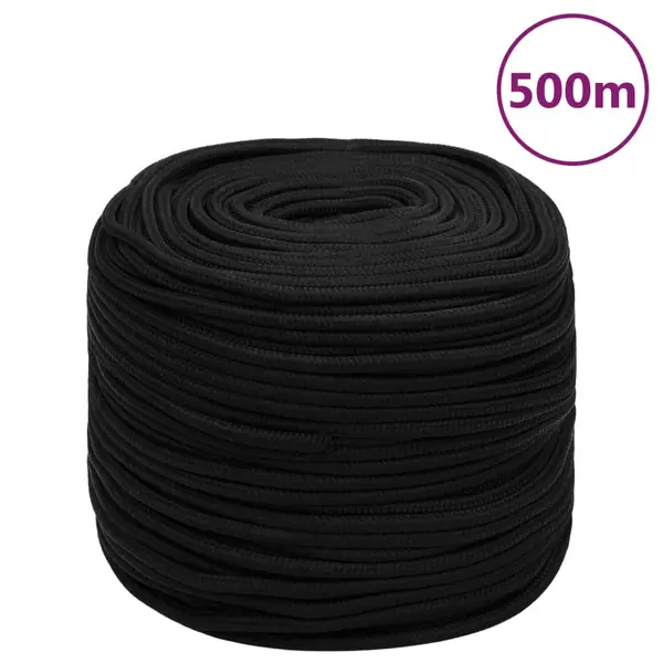 Gossi franghie de lucru, negru, 6 mm, 500 m, polipropilena