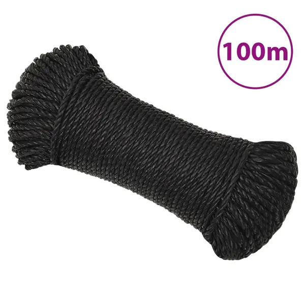 Gossi franghie de lucru, negru, 8 mm, 100 m, polipropilena