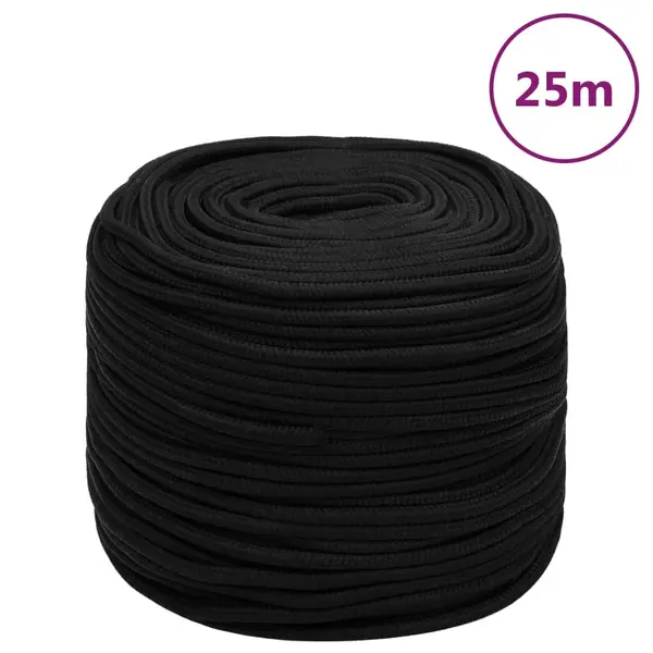 Gossi franghie de lucru, negru, 8 mm, 25 m, poliester