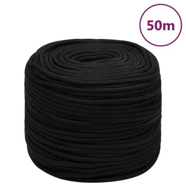 Gossi franghie de lucru, negru, 8 mm, 50 m, poliester