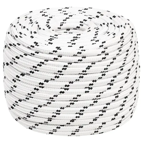 Gossi franghie impletita pentru barca, alb, 14 mm x 100 m, poliester