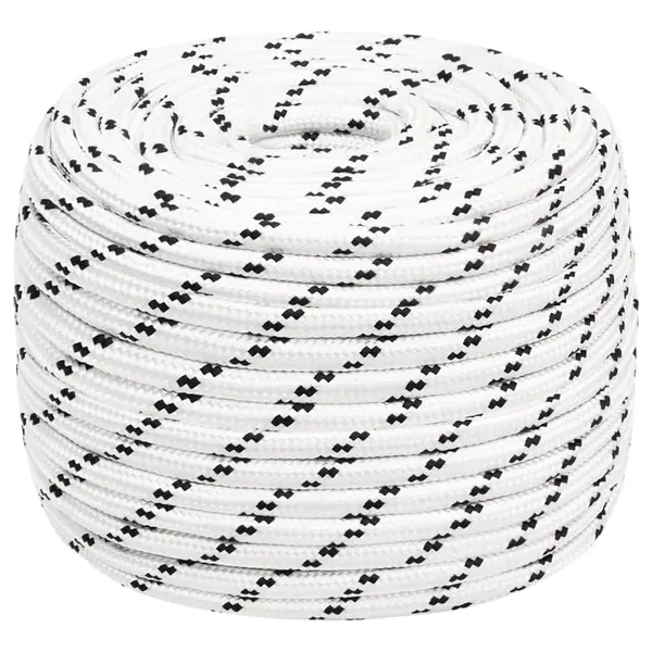 Gossi franghie impletita pentru barca, alb, 14 mm x 25 m, poliester