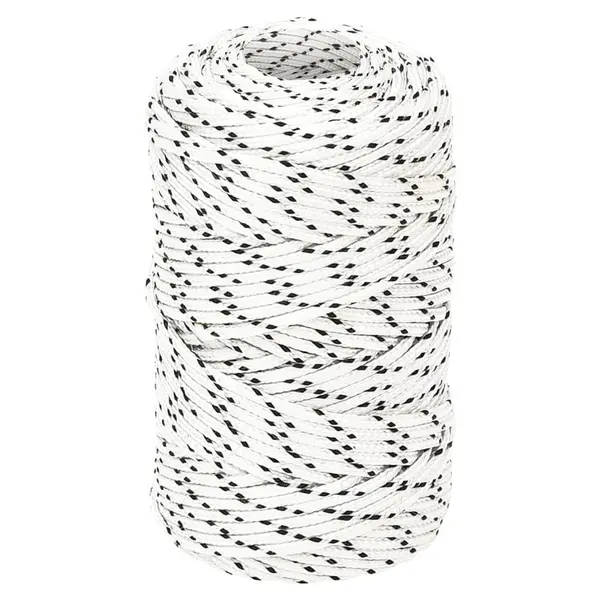Gossi franghie impletita pentru barca, alb, 2 mm x 500 m, poliester