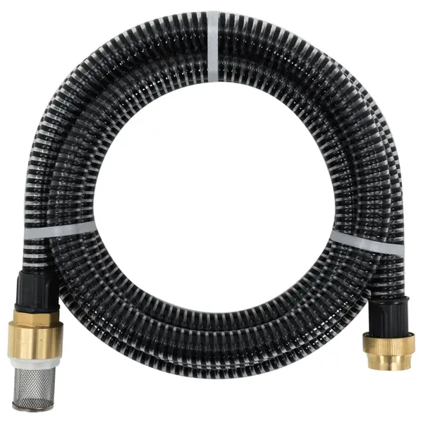 Gossi furtun de aspiratie cu racorduri din alama, negru 1,1 10 m pvc