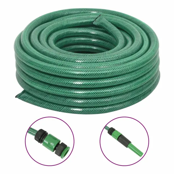 Gossi furtun de gradina cu set de racorduri, verde, 0,75, 30 m, pvc