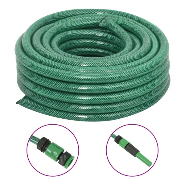Gossi furtun de gradina cu set de racorduri, verde, 0,75, 50 m, pvc