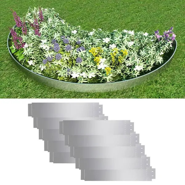 Gossi gard de gazon, 10 buc., 100 x 20 cm, otel galvanizat