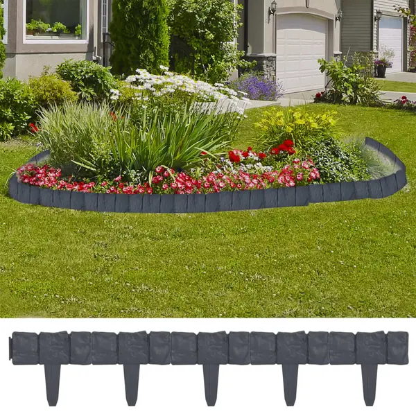 Gossi gard de gazon, 41 buc., 10 m, plastic, aspect piatra