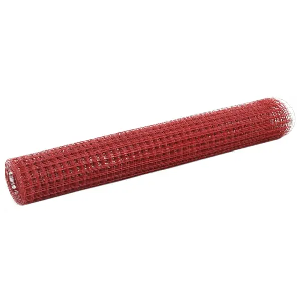 Gossi gard de sarma gaini, rosu, 10 x 1 m, otel cu invelis pvc
