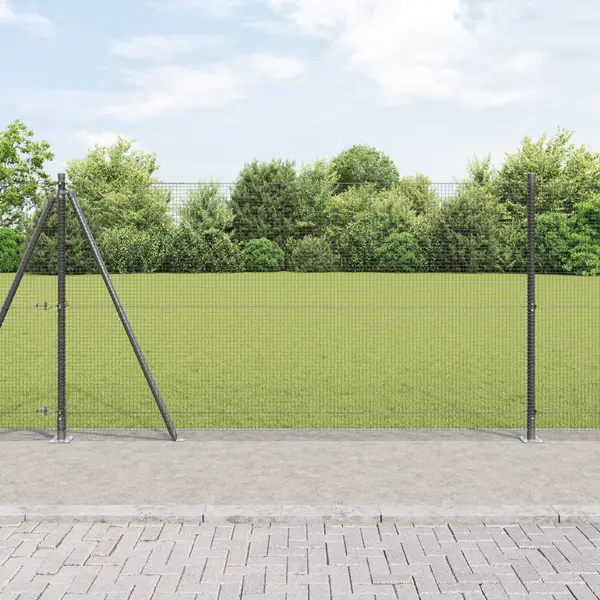 Gossi gard de sarma sudata cu 7 stalpi cu flansa gri 1.2x10 m otel