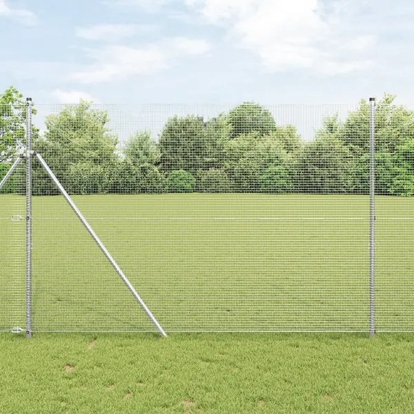 Gossi gard din fir sudat cu 13 stalpi 1.5x25 m din otel galvanizat