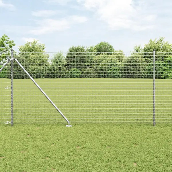 Gossi gard din plasa sudata cu 13 stalpi cu ancora de varf 1.4x25 m otel galvanizat