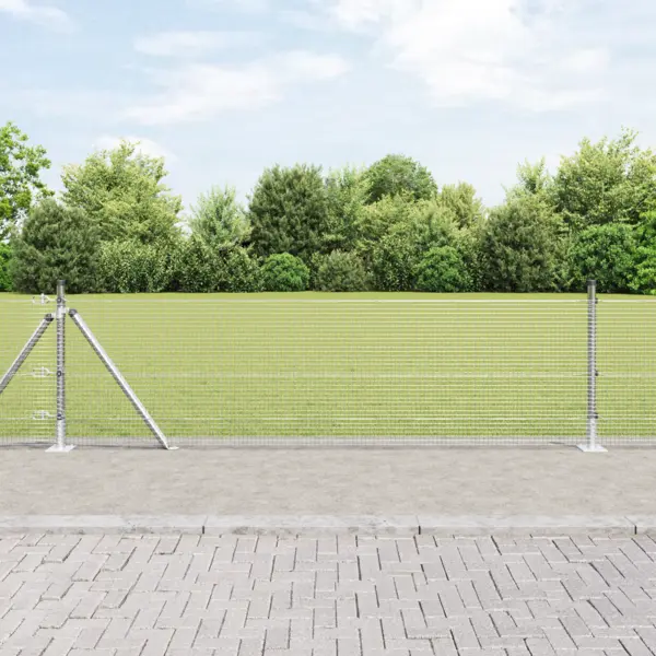 Gossi gard din sarma sudata cu 13 stalpi cu flansa 0.4x50 m otel galvanizat