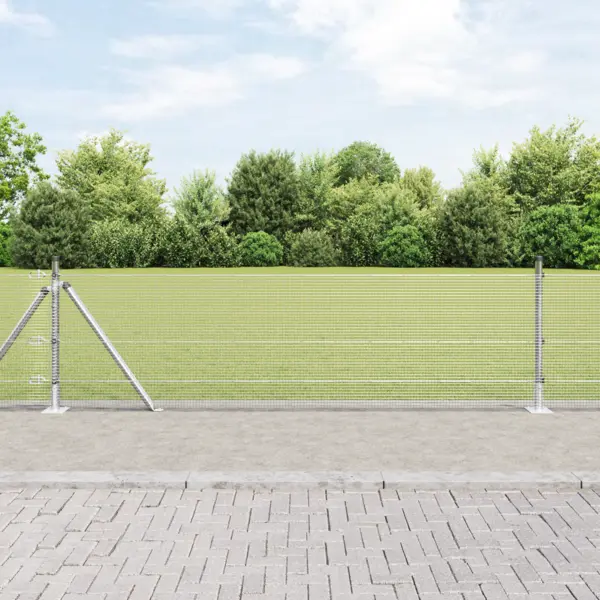 Gossi gard din sarma sudata cu 13 stalpi flansati 0.6x50 m otel galvanizat
