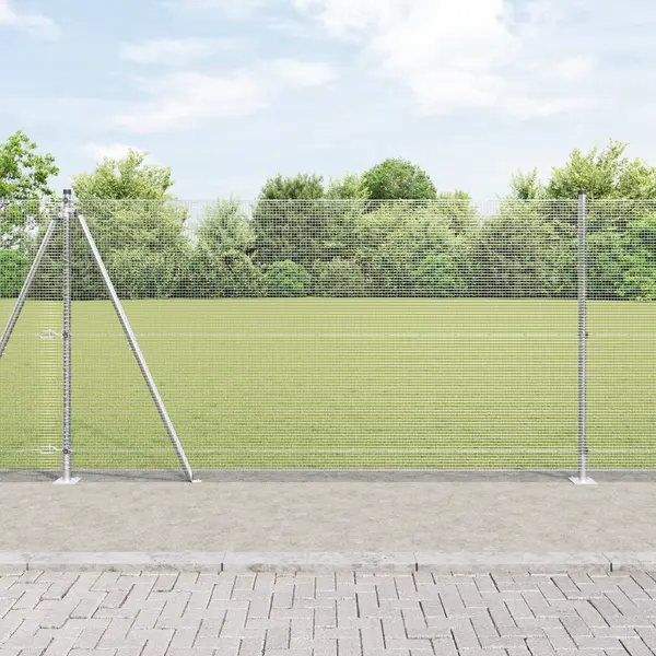 Gossi gard din sarma sudata cu 13 stalpi flansati 1.2x25 m otel galvanizat