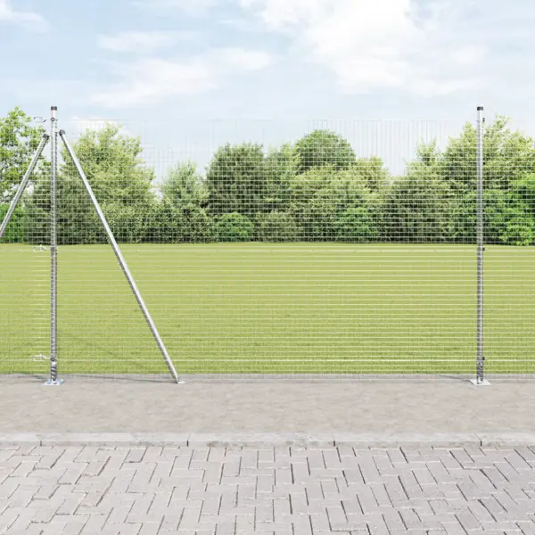 Gossi gard din sarma sudata cu 13 stalpi flansati 1.5x25 m otel galvanizat