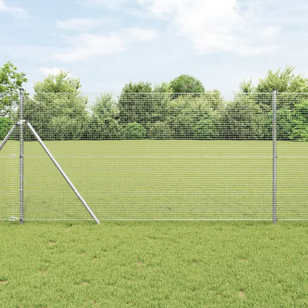 Gossi gard din sarma sudata cu 7 stalpi 1.4x10 m otel galvanizat