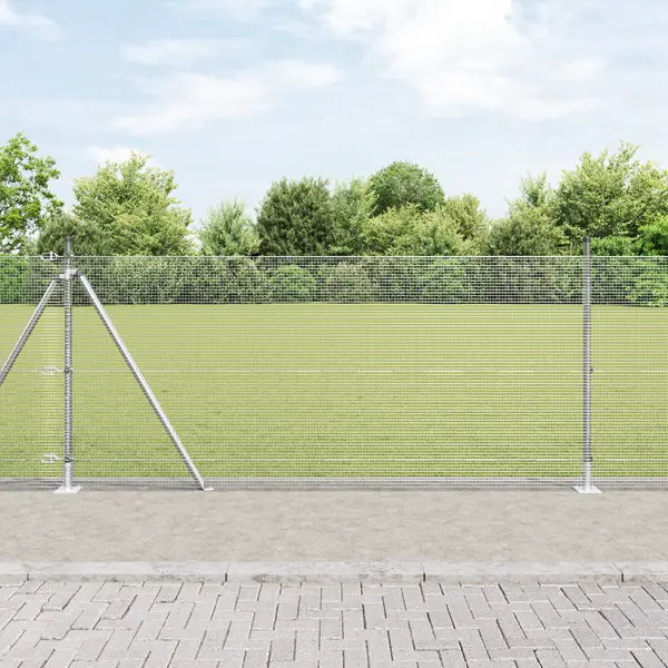 Gossi gard din sarma sudata cu 7 stalpi flansati 0.8x10 m otel galvanizat