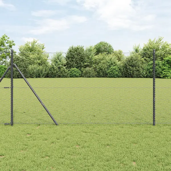 Gossi gard hexagonal cu 13 stalpi gri 1x25 m otel galvanizat