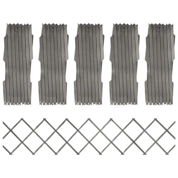 Gossi garduri din spalier, 5 buc., gri, 180x30 cm, lemn masiv de brad